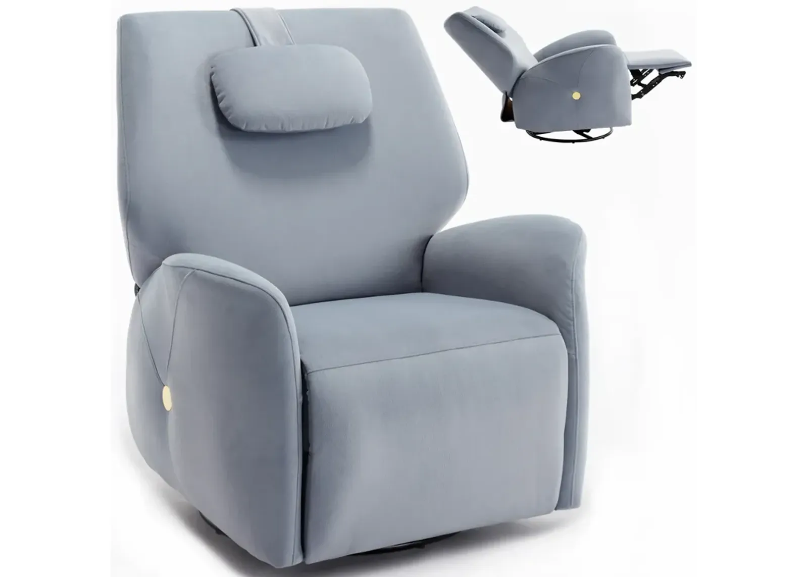 Mondawe Swivel and Rocker Power Recliner Chair with Lumbar and Neck Support Pillow, Heavy Duty Motion Mechanism with USB and Type-C Ports