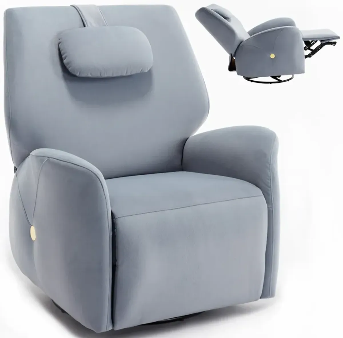 Mondawe Swivel and Rocker Power Recliner Chair with Lumbar and Neck Support Pillow, Heavy Duty Motion Mechanism with USB and Type-C Ports