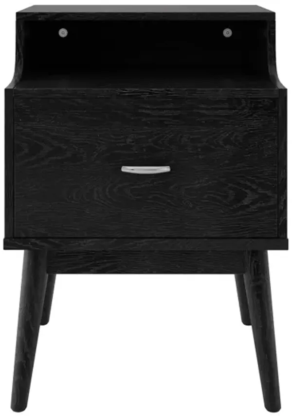 Streamdale Mid-Century Modern Nightstand with Drawer and Hutch