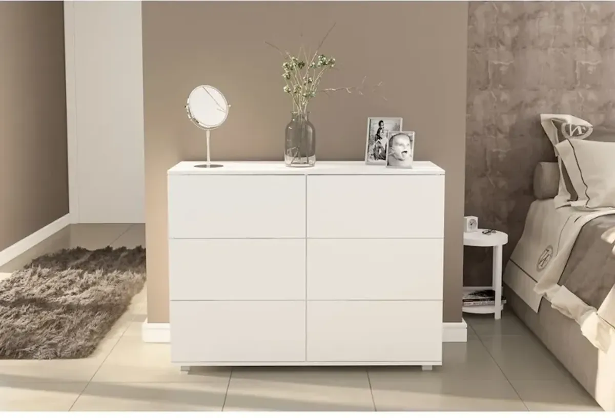 Polifurniture Madison Modern 6 Drawer Double Dresser, White