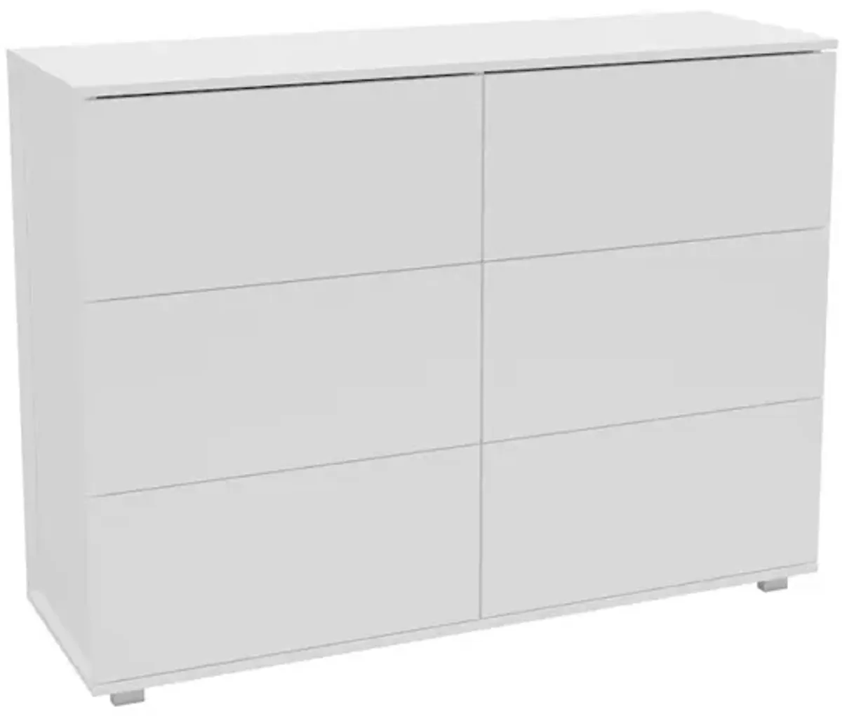 Polifurniture Madison Modern 6 Drawer Double Dresser, White