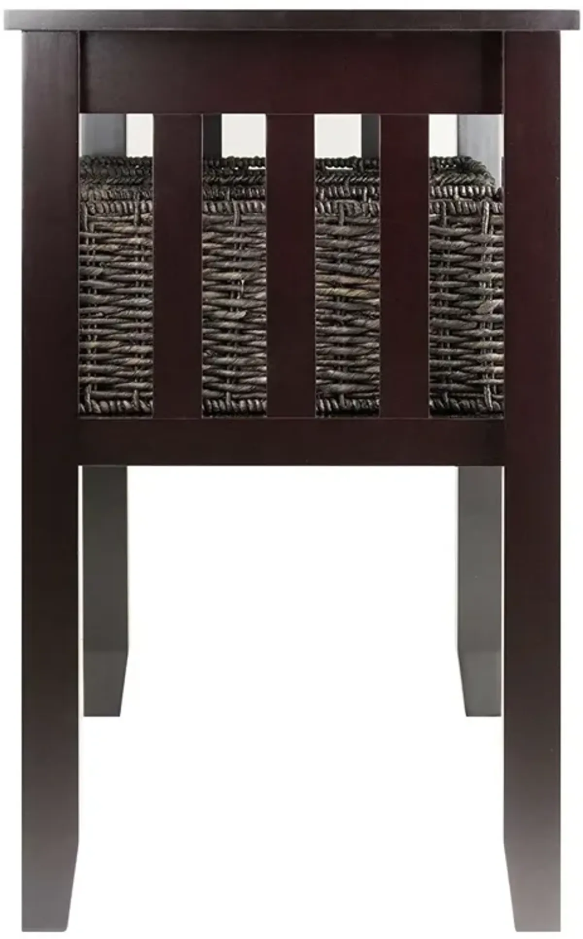 Hivvago Espresso 2 Tier Entryway Hall Console Table with 3 Storage Baskets