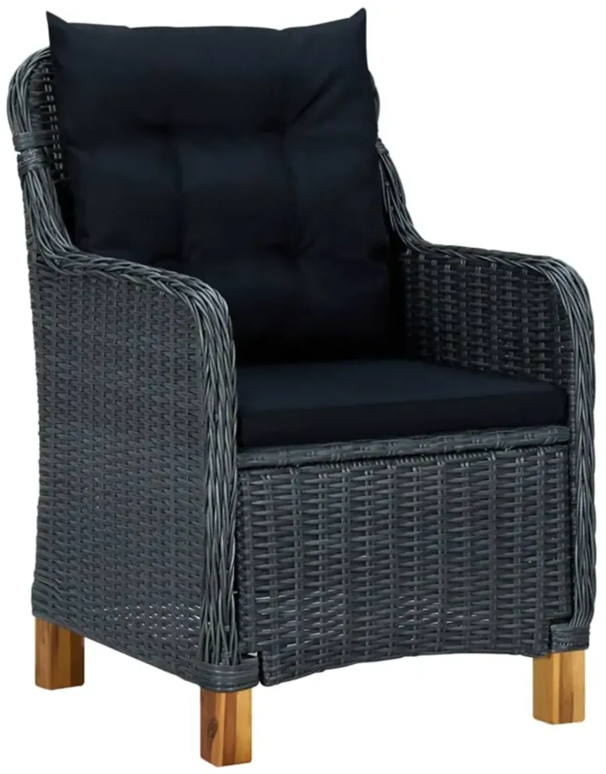 vidaXL Garden Chairs with Cushions 2 pcs Poly Rattan Dark Gray