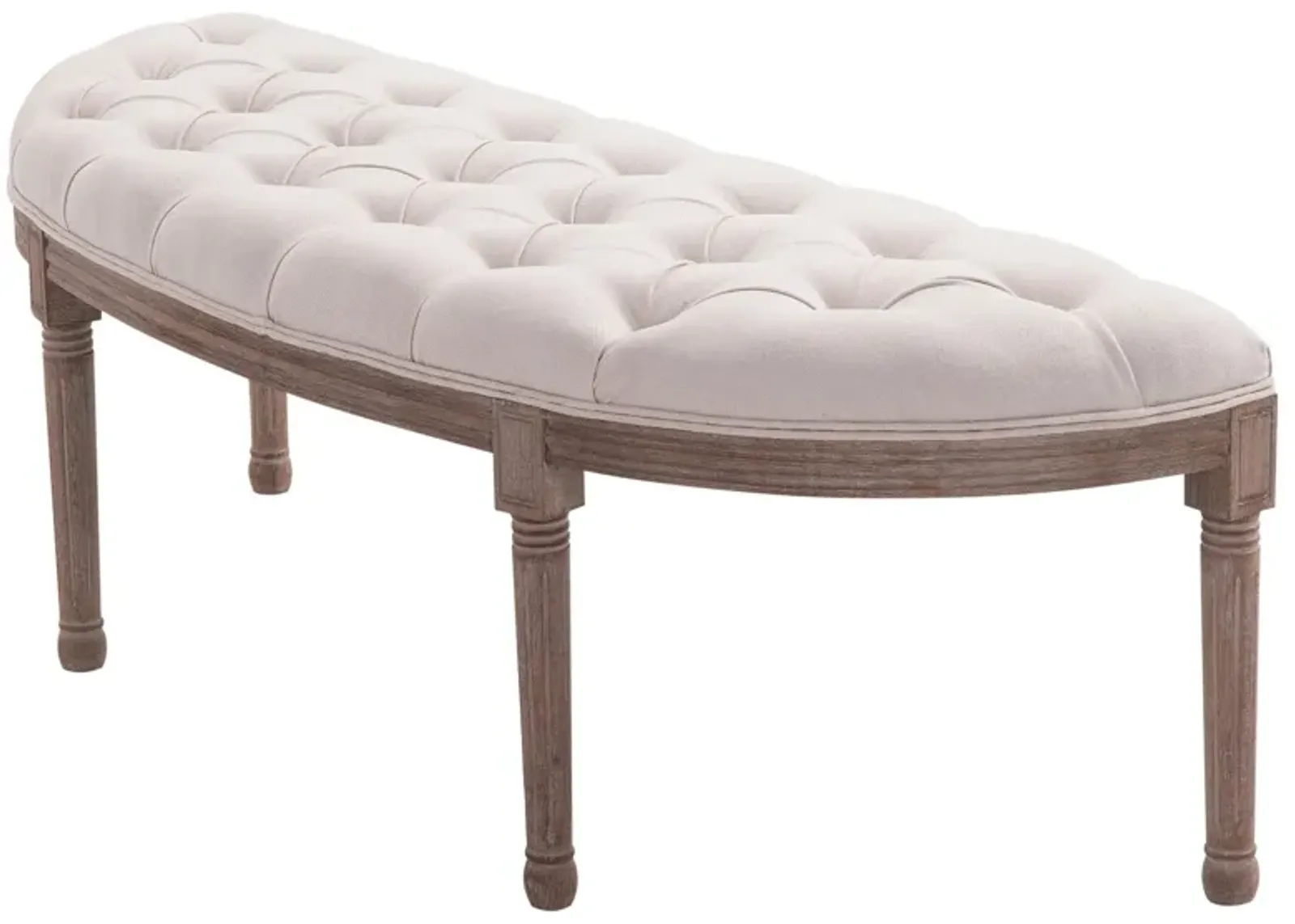 Cream Entryway Elegance: Vintage Semi-Circle Tufted Hallway Bench