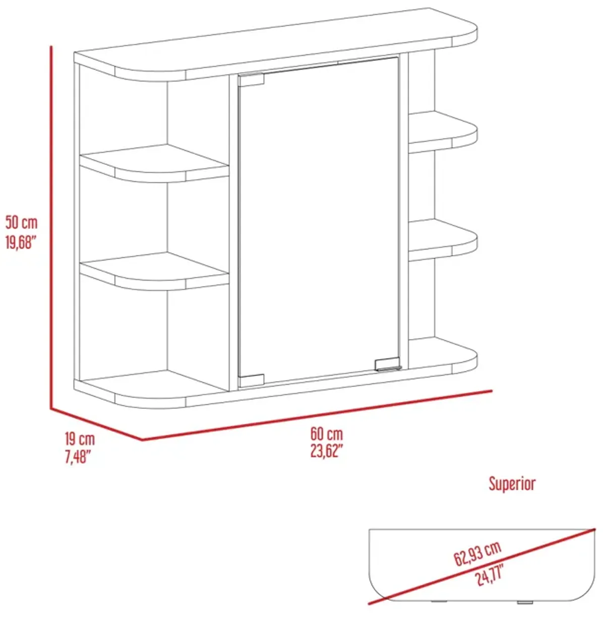 Roseburg 6-Shelf Medicine Cabinet With Mirror