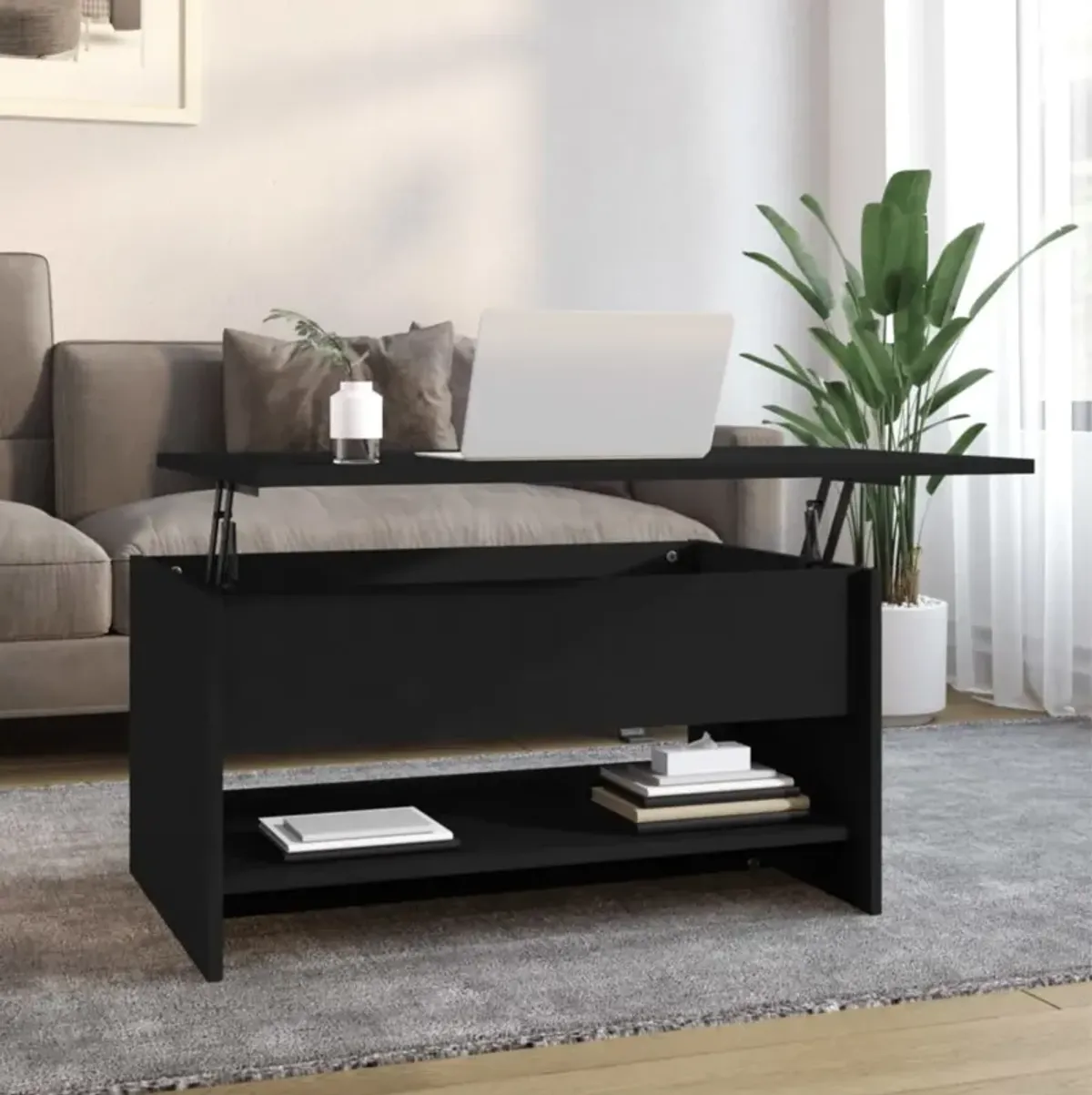 vidaXL Coffee Table Black 31.5"x19.7"x15.7" Engineered Wood