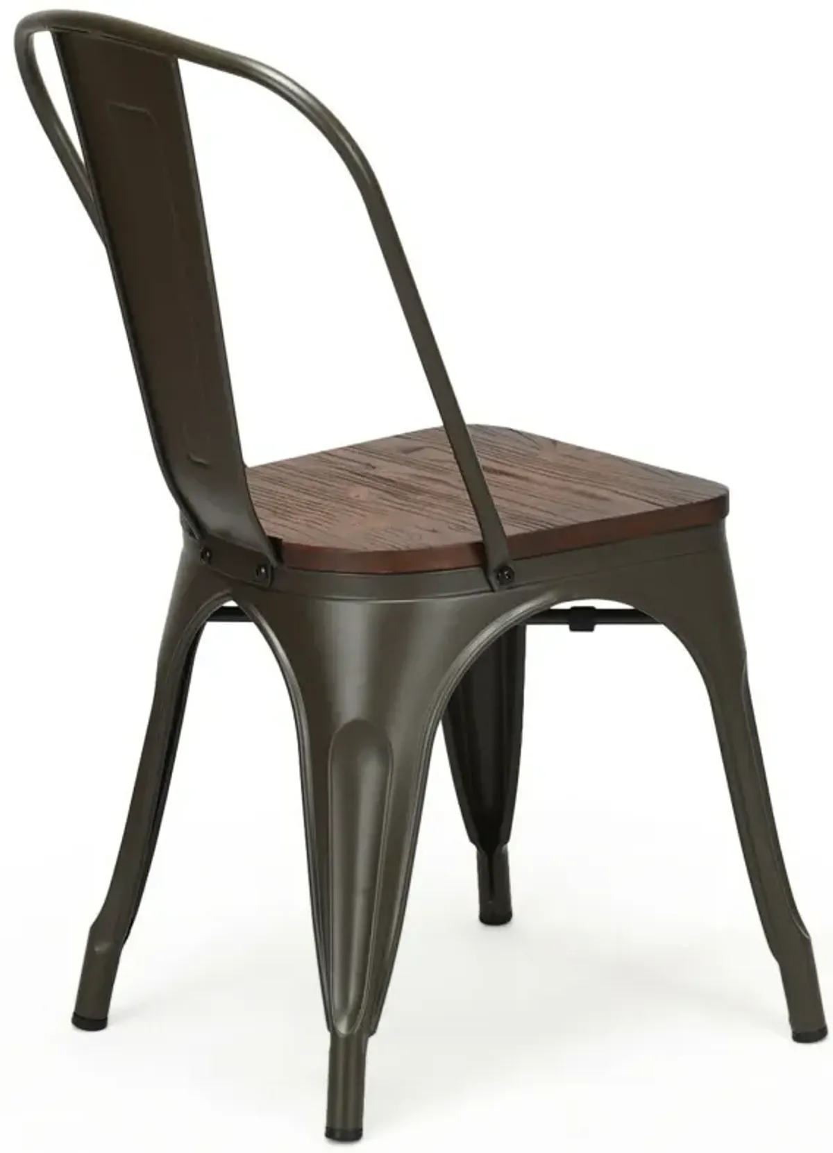 18 Inch Height Set of 4 Stackable Style Metal Wood Dining Chair