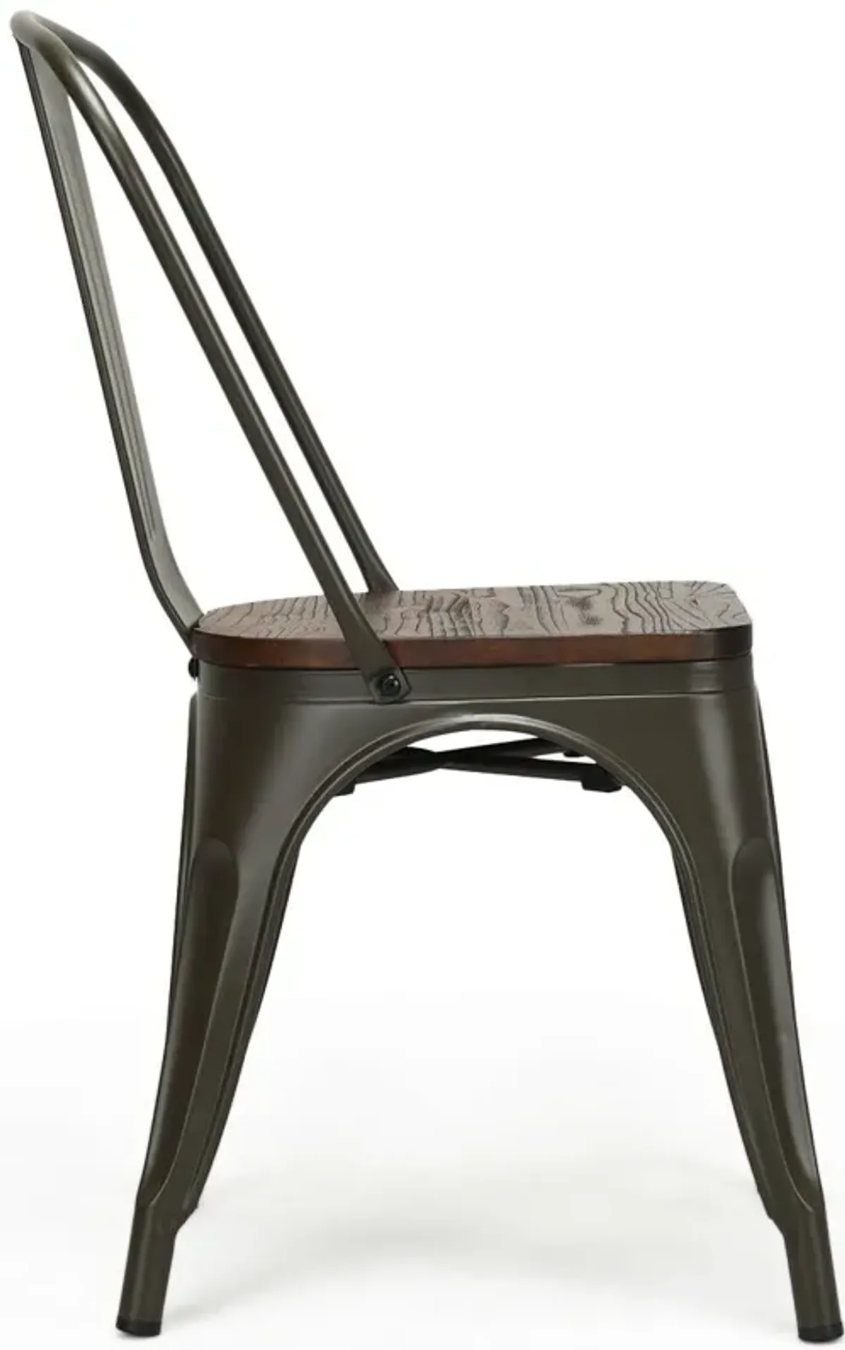 18 Inch Height Set of 4 Stackable Style Metal Wood Dining Chair