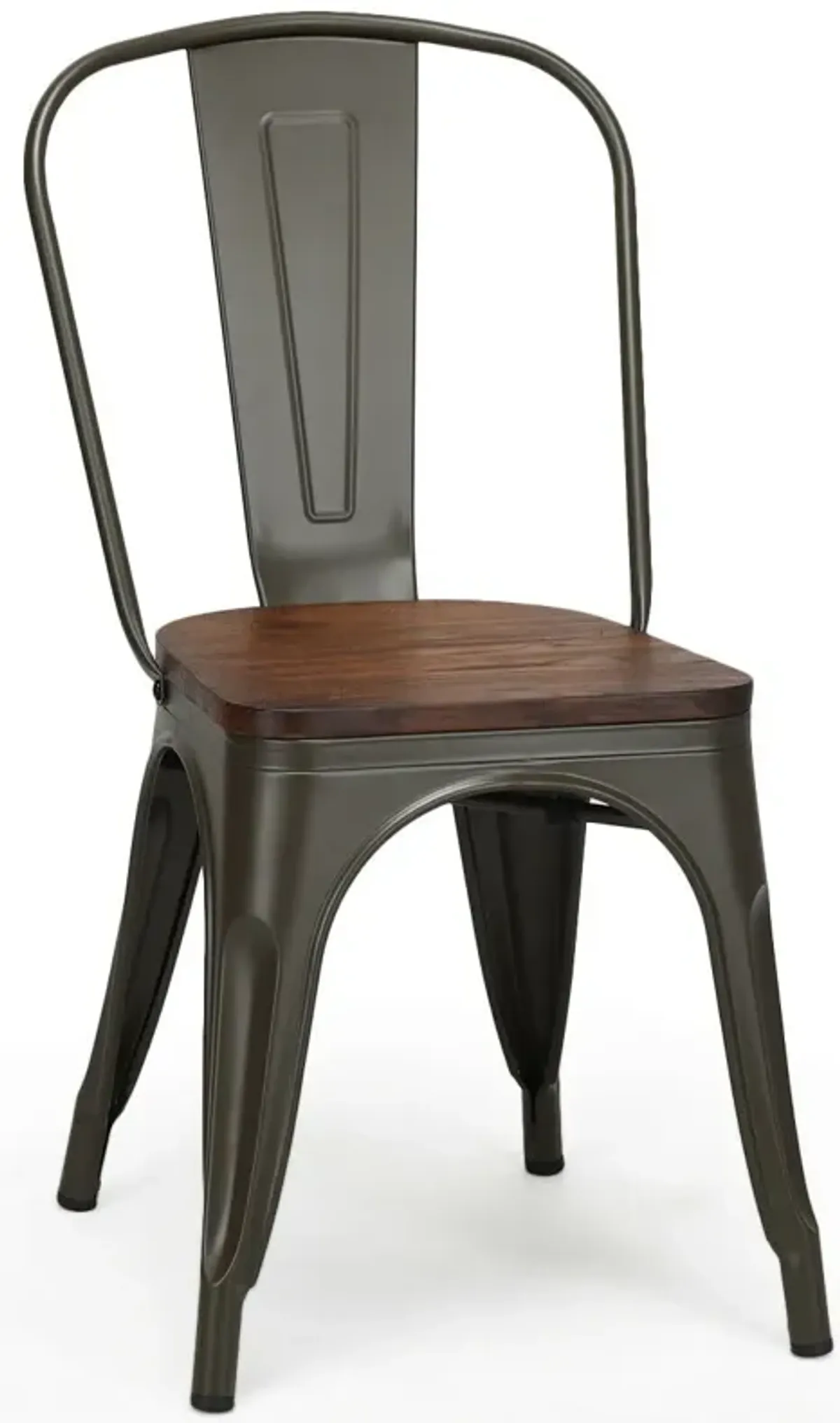 18 Inch Height Set of 4 Stackable Style Metal Wood Dining Chair