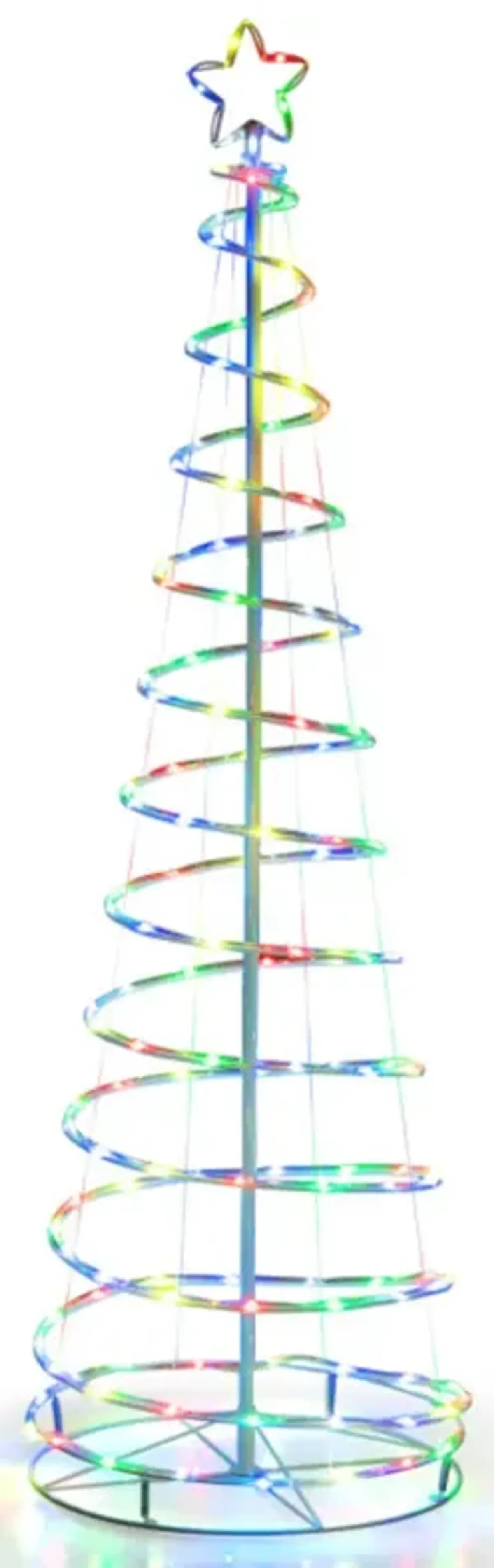 Hivvago 6 Feet Light Up Spiral Christmas Tree with Tree Top Star-White