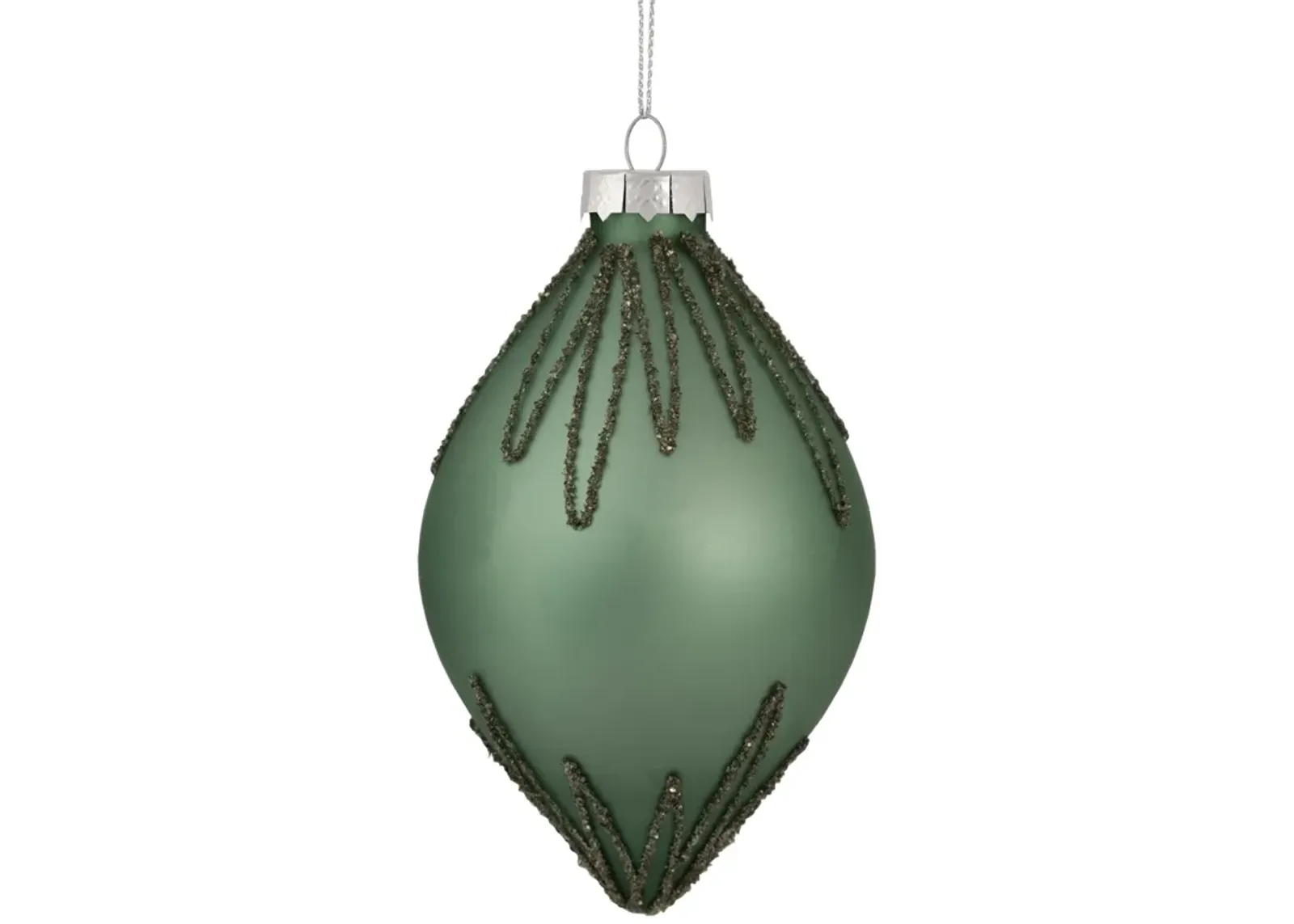 5" Matte Green Starburst Finial Glass Christmas Ornament