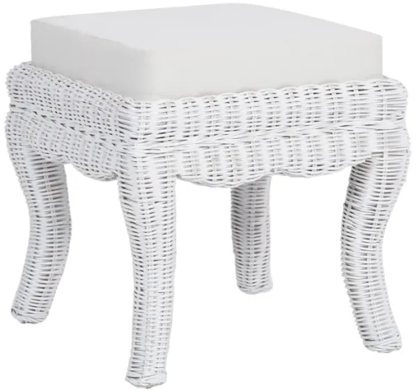 Rowan 19.7" Bohemian Designer Woven Rattan/Wood Ottoman Vanity Stool