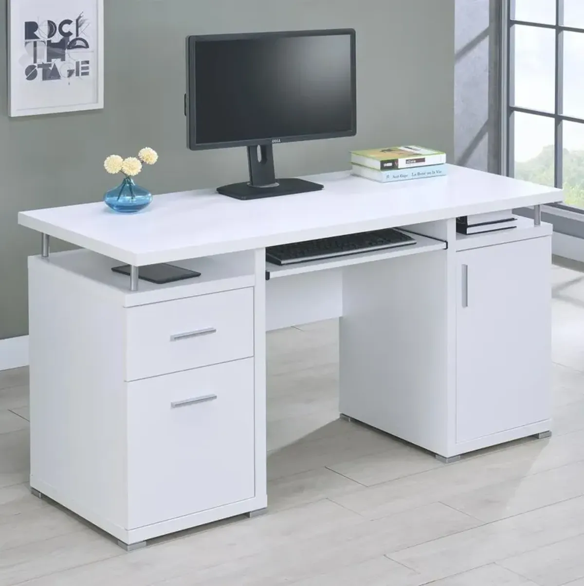 Tracy 2-drawer Computer Desk White