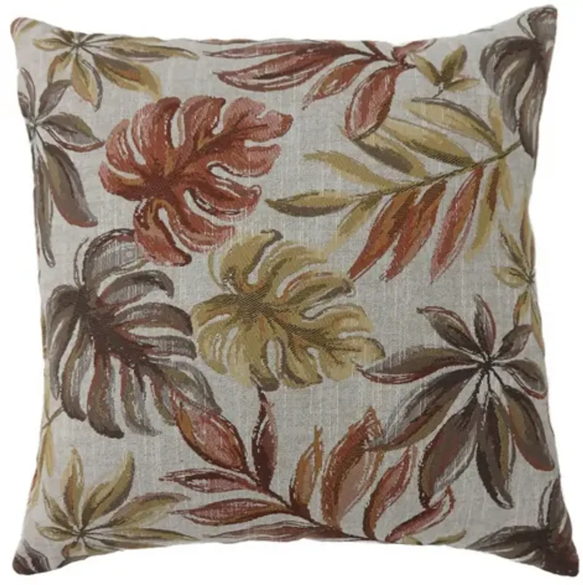Contemporary Style Leaf Designed Set of 2 Throw Pillows, Red-Benzara