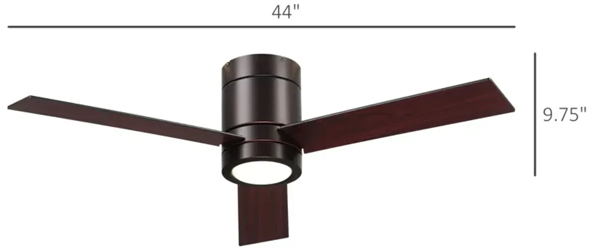 Brown Mount Ceiling Fan with Light: 44" with LED Light and Remote