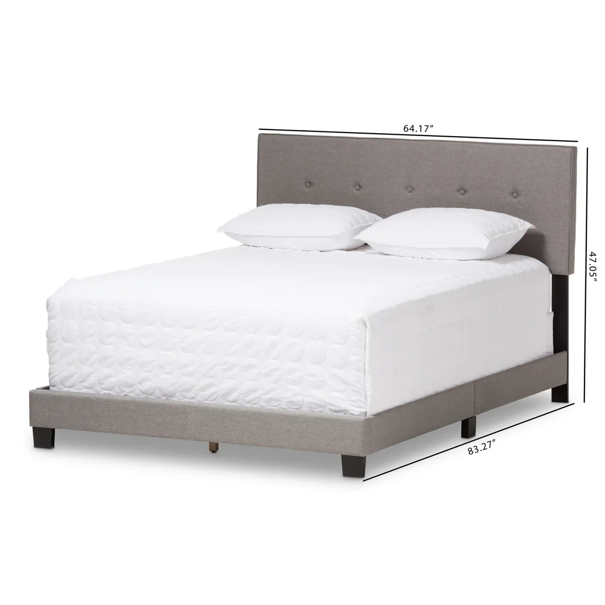 Baxton Studio Hampton Modern and Contemporary Light Grey Fabric Upholstered Full Size Bed