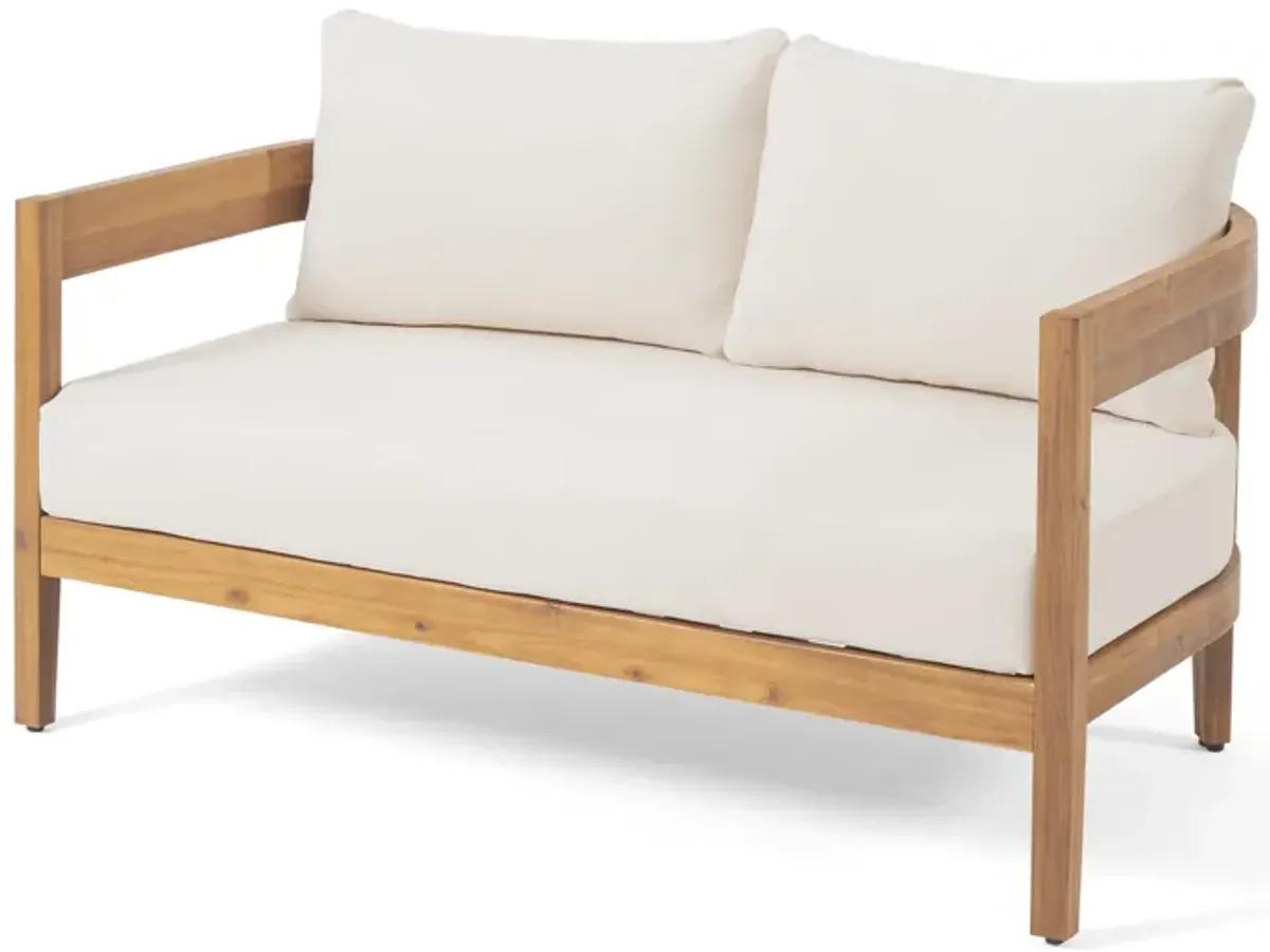 Merax Outdoor Loveseat Sofa with Coffee Table Set