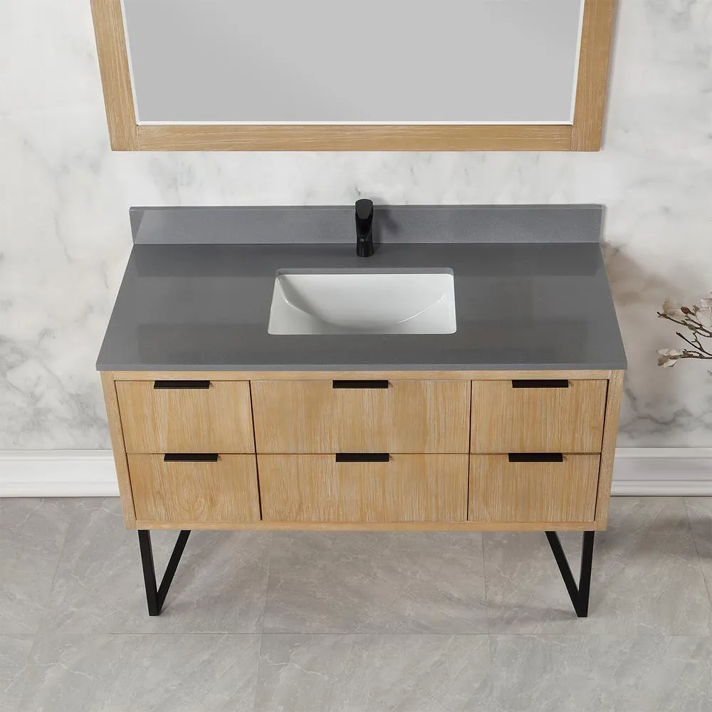 Altair 48 Single Bathroom Vanity in Weathered Pine with Mirror