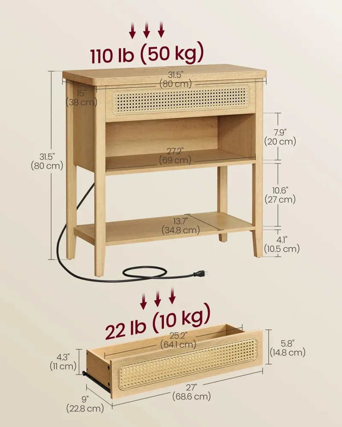 Console Table with Built-In Power Outlets – Modern Entryway Charging Station