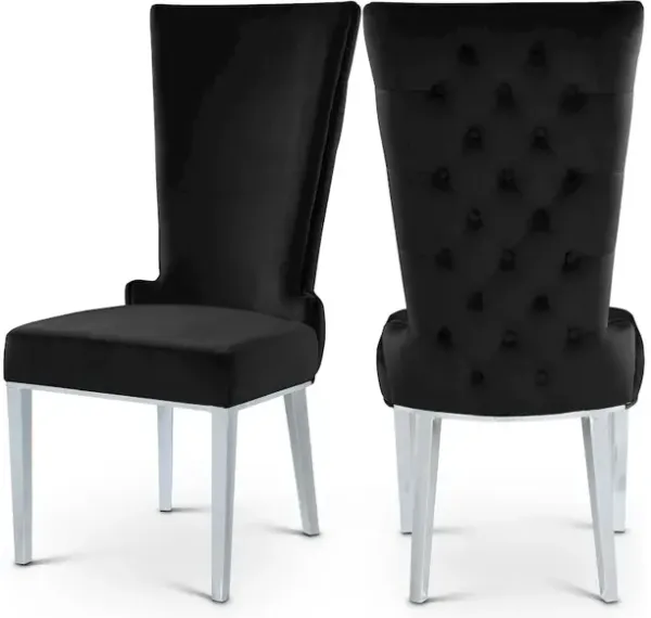 Meridian Furniture Serafina Black Velvet Dining Chair, Set of 2