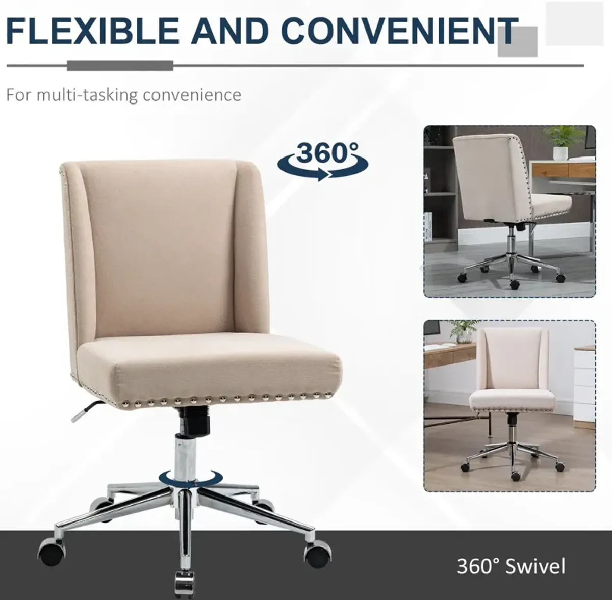 Beige Task Chair: Ergonomic Office Chair with Adjustable Tension