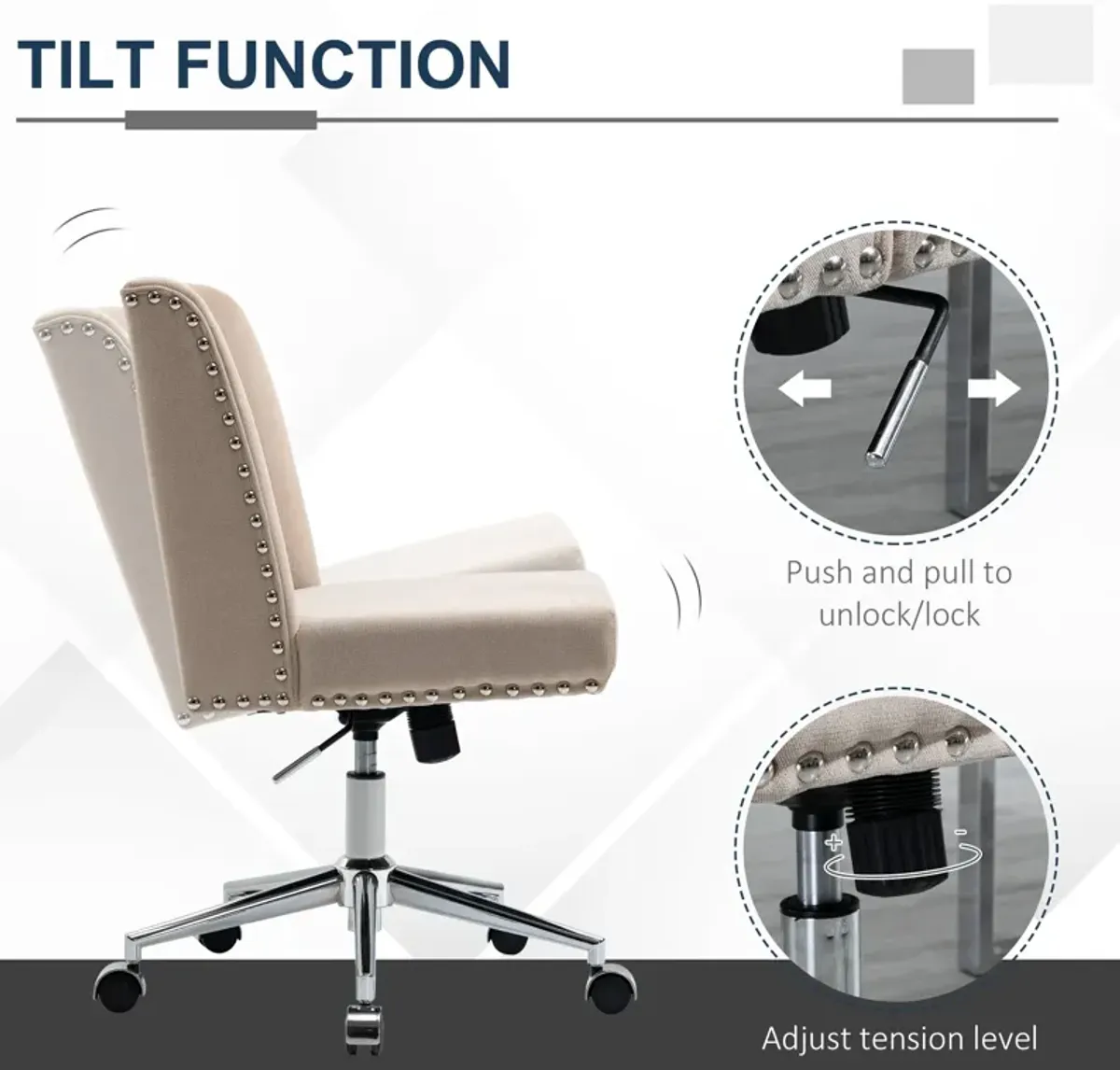 Beige Task Chair: Ergonomic Office Chair with Adjustable Tension