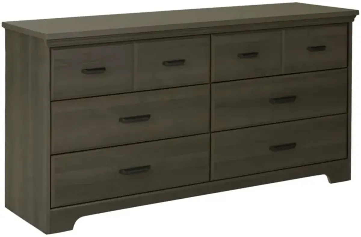 Hivvago Bedroom 6 Drawer Double Dresser Wardrobe Cabinet in Grey Maple Finish