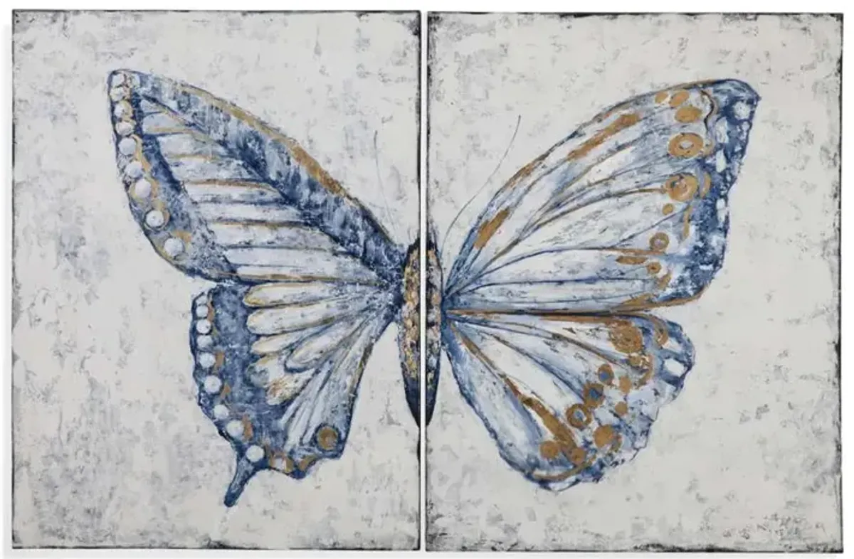 Blue Butterfly Canvas Art Set