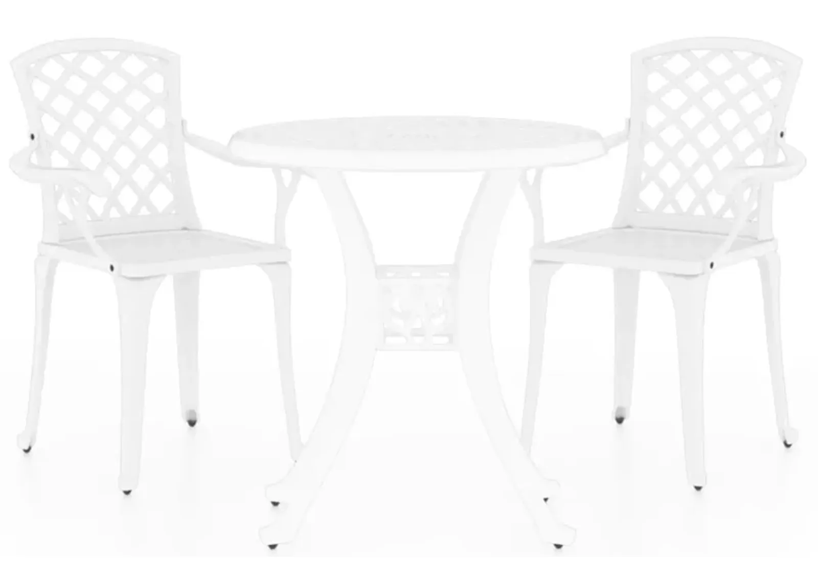 vidaXL Patio Bistro Set 3 Piece, Outdoor Bistro Table for Porch, Patio Furniture Set with Table, Chair, Industrial Style, Cast Aluminum White