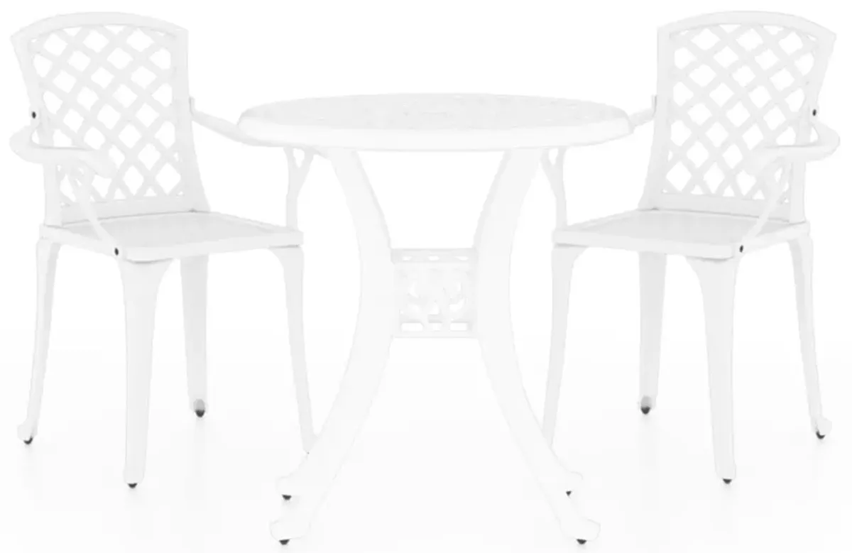 vidaXL Patio Bistro Set 3 Piece, Outdoor Bistro Table for Porch, Patio Furniture Set with Table, Chair, Industrial Style, Cast Aluminum White