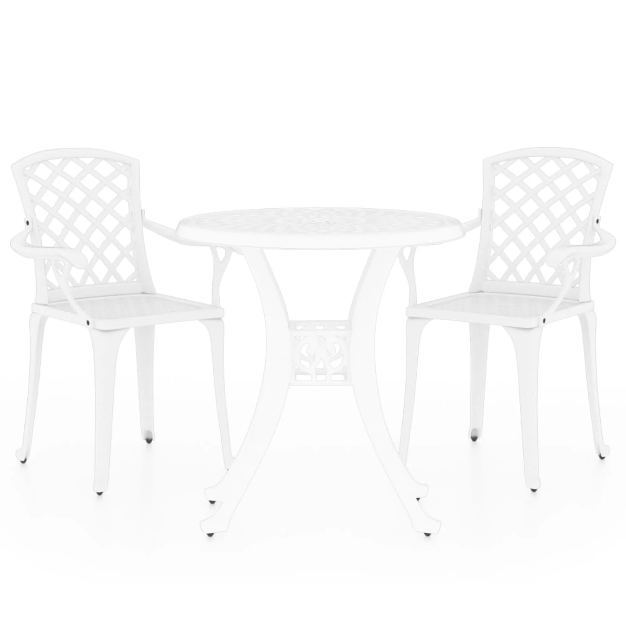 vidaXL Patio Bistro Set 3 Piece, Outdoor Bistro Table for Porch, Patio Furniture Set with Table, Chair, Industrial Style, Cast Aluminum White