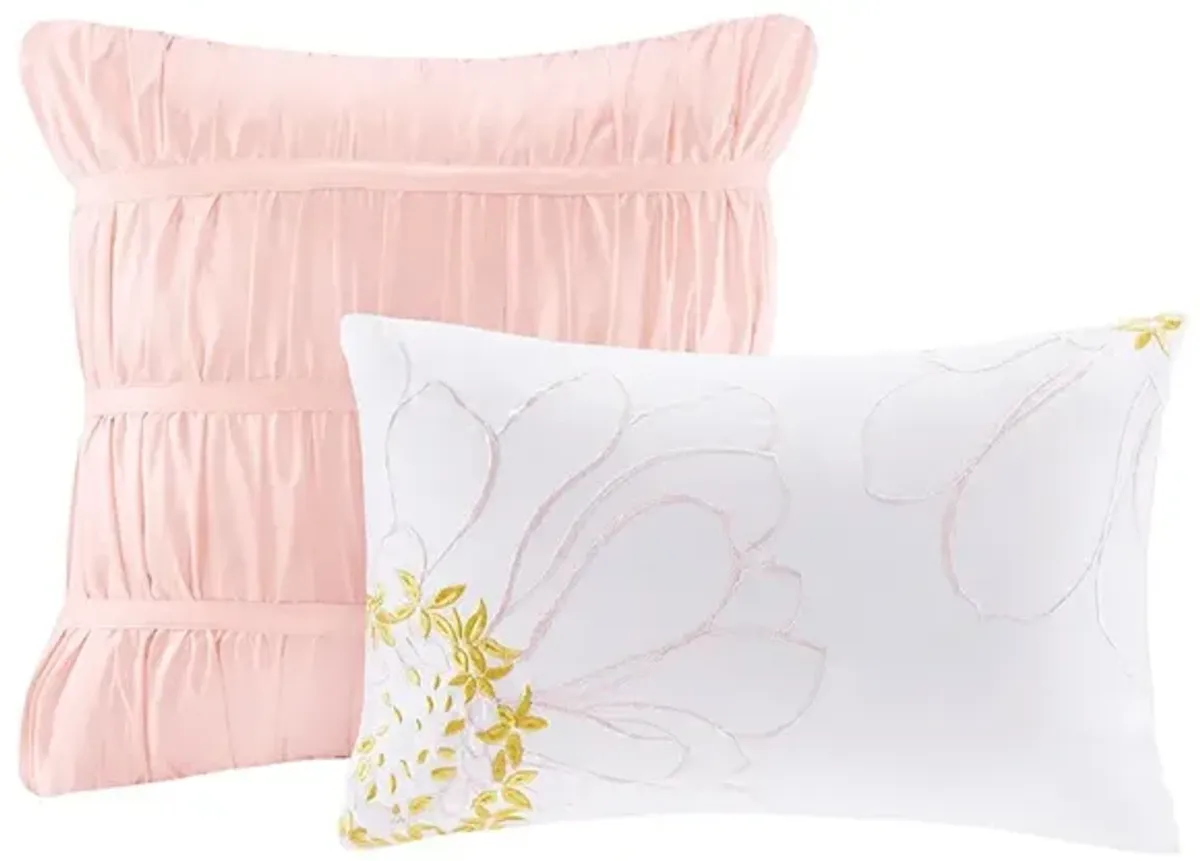 Gracie Mills Ismerie 4-Piece Solid Ruffles Comforter Set