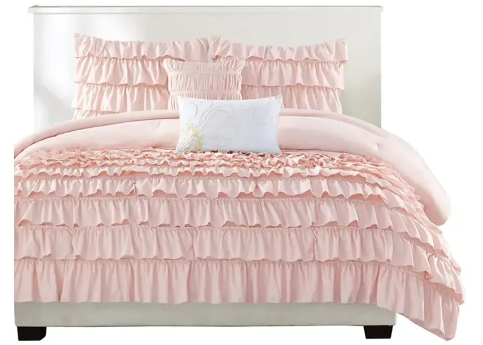 Gracie Mills Ismerie 4-Piece Solid Ruffles Comforter Set