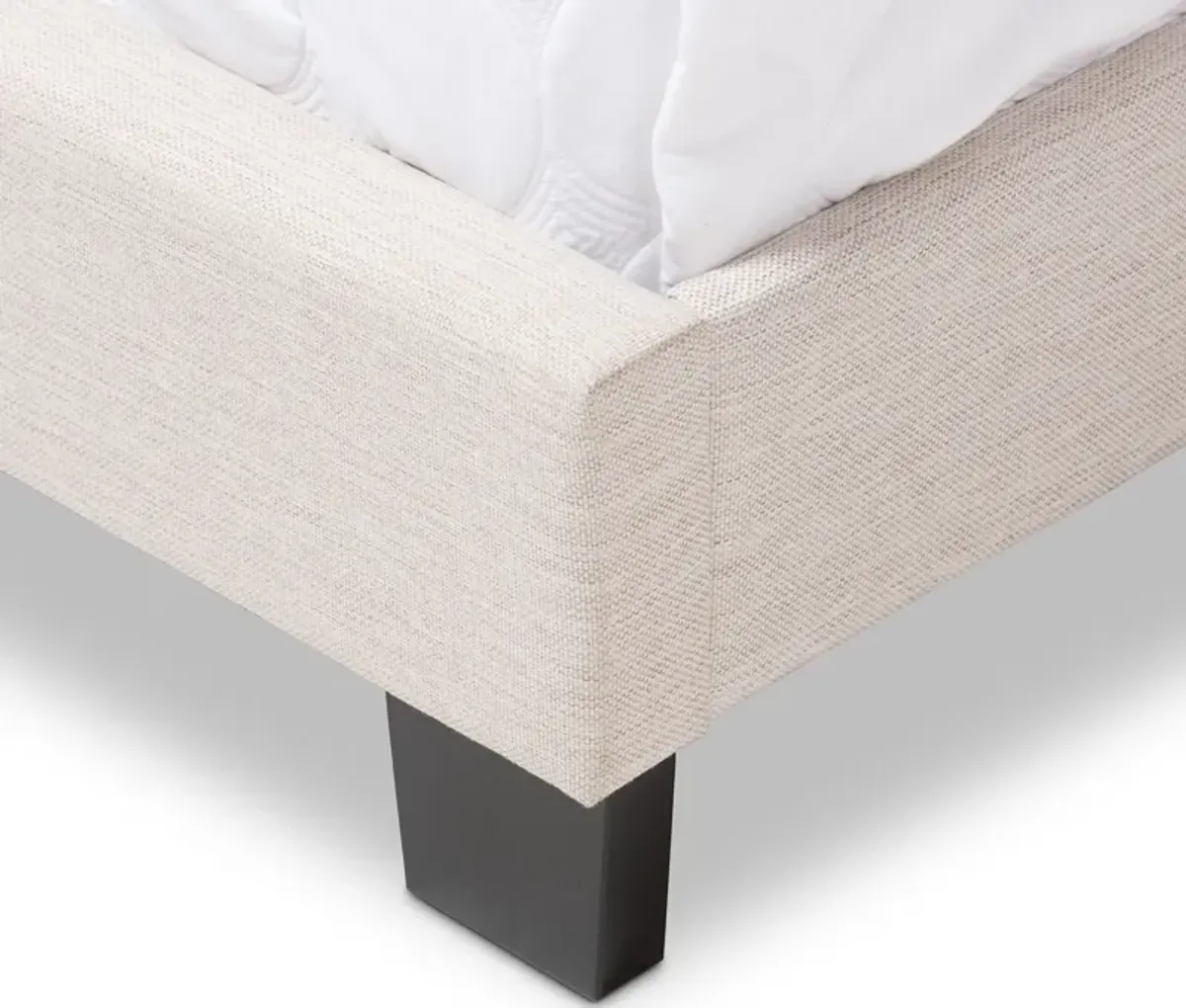 Baxton Studio Hampton Modern and Contemporary Light Beige Fabric Upholstered Queen Size Bed