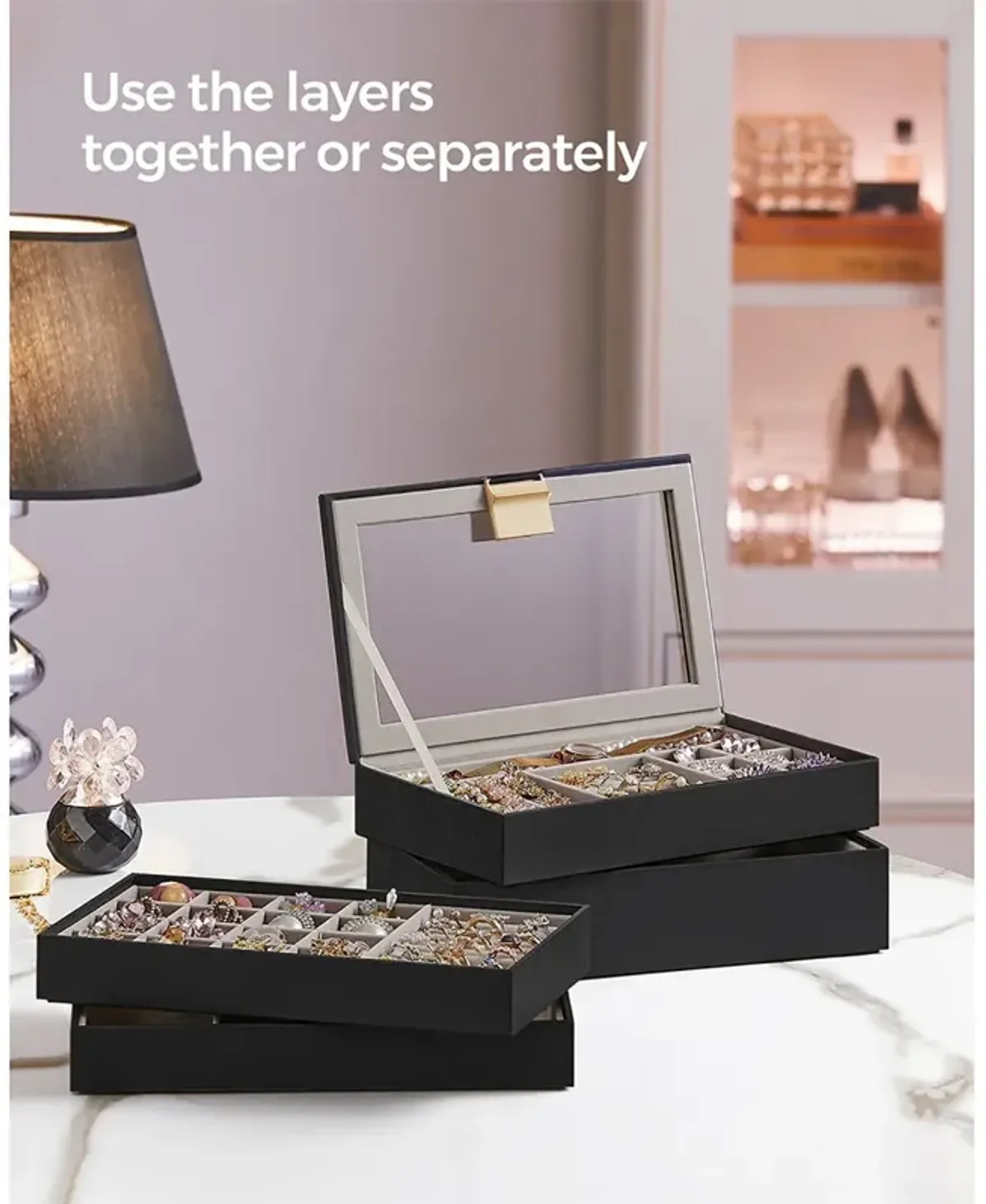 4-Tier Stackable Jewelry Trays for Organized Accessory Storage