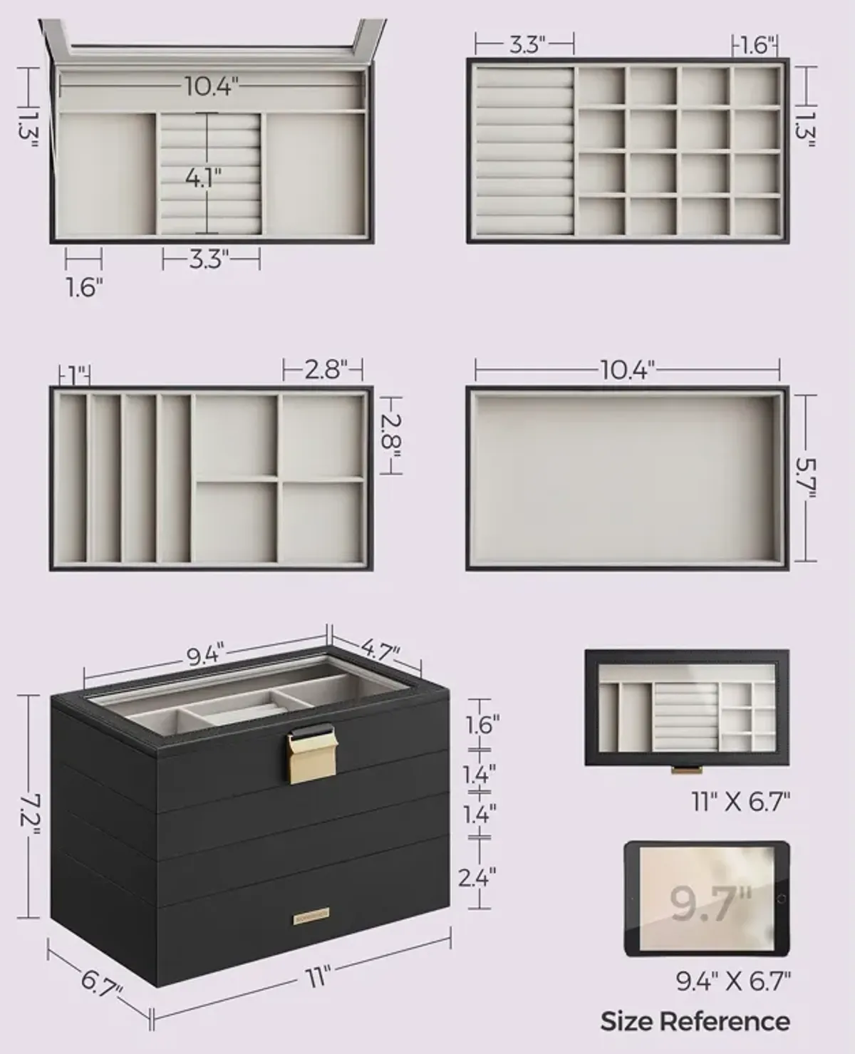 4-Tier Stackable Jewelry Trays for Organized Accessory Storage