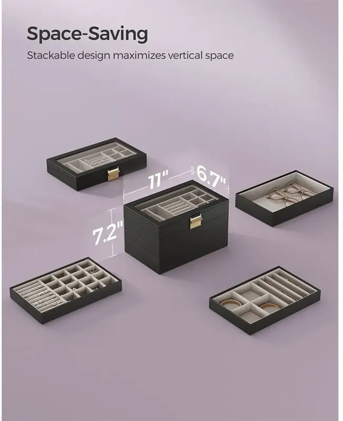 4-Tier Stackable Jewelry Trays for Organized Accessory Storage