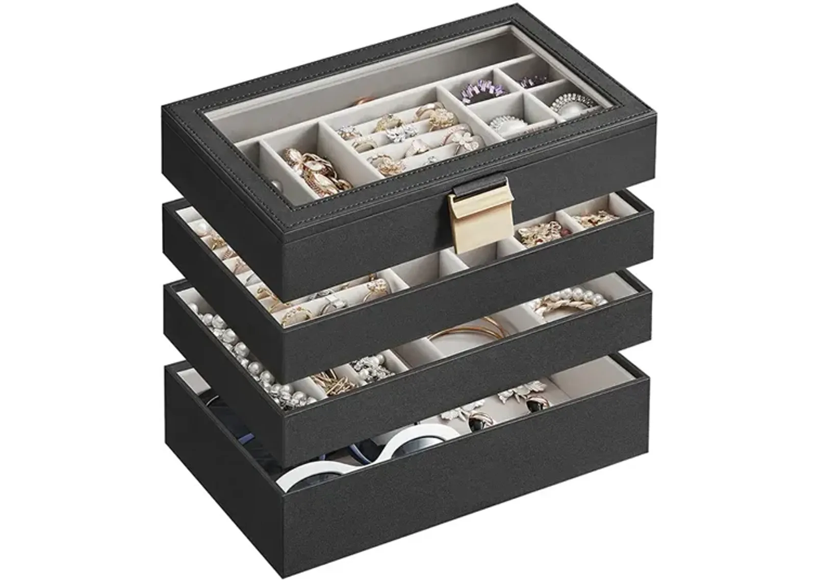 4-Tier Stackable Jewelry Trays for Organized Accessory Storage