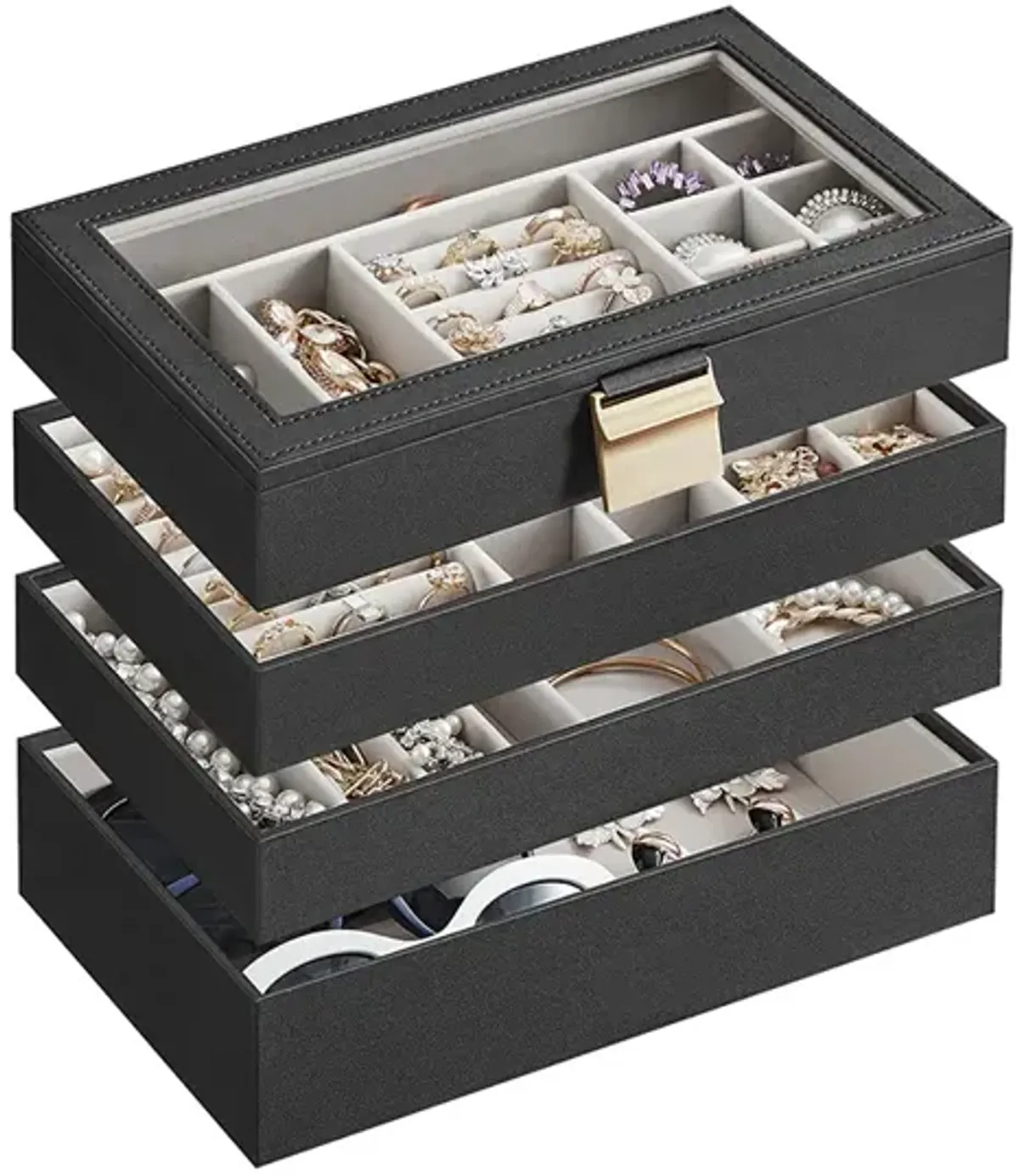 4-Tier Stackable Jewelry Trays for Organized Accessory Storage