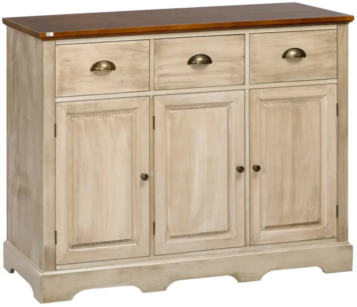 Natural Living Room Storage: Sideboard Buffet with 3 Drawers & 3 Cabinets