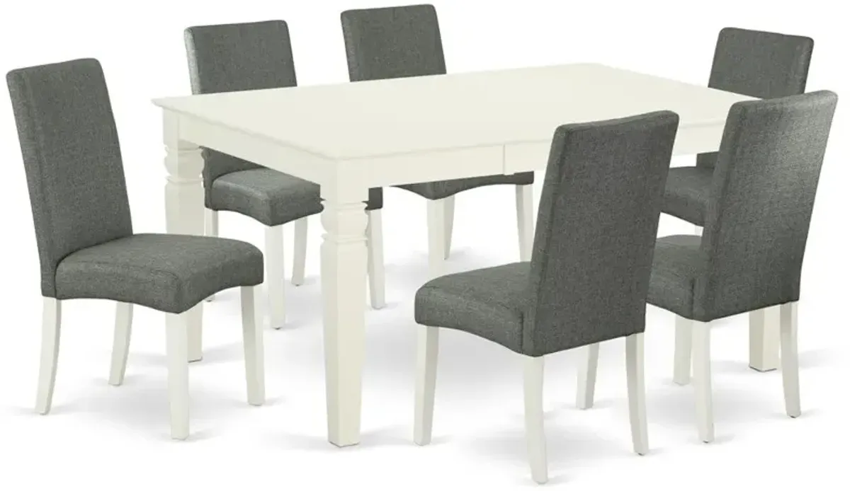 Dining Room Set Linen White, WEDR7-LWH-07
