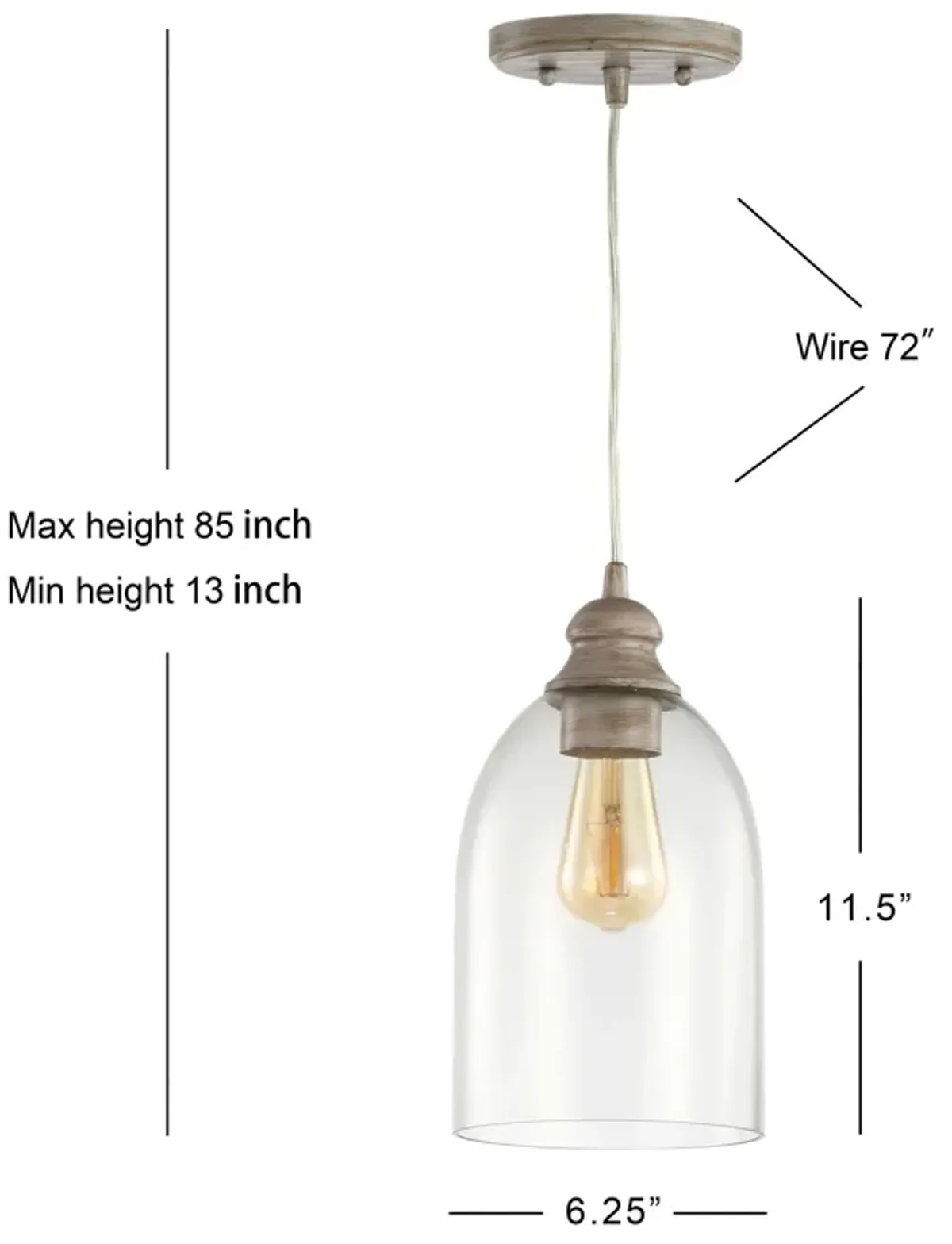 Fontaine Adjustable Greige Glass LED Pendant