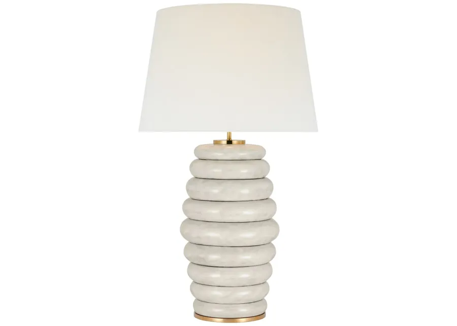 Phoebe Extra Large Stacked Table Lamp in Antiqued White