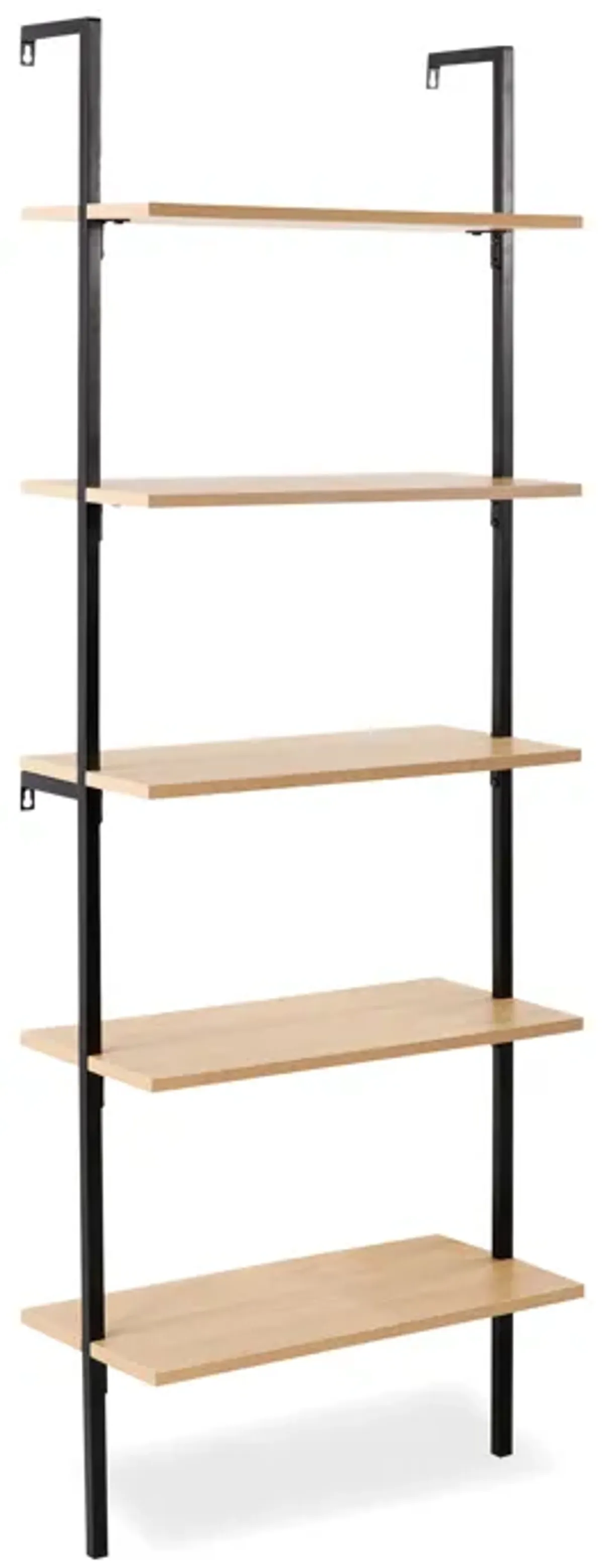 Madera  Industrial 5-Shelf Wood Wall-Mounted Open Ladder Bookcase