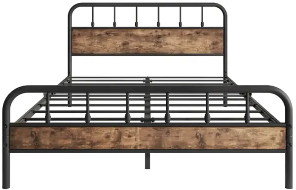 Queen Size Bed Frames With Wood Headboard And Footboard Vintage Brown