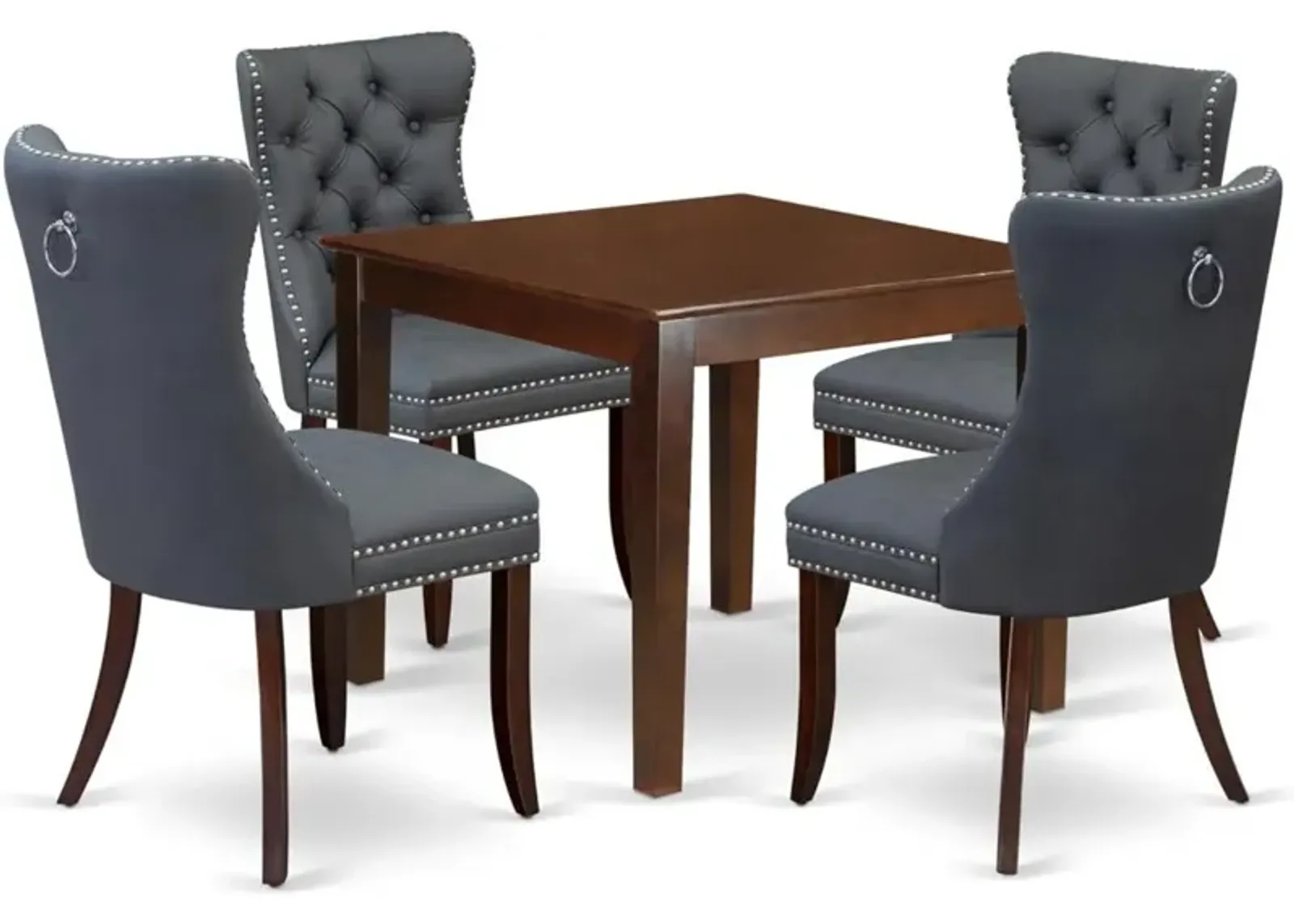 5 Piece Dining Room Table Set Consists of a Square Solid Wood Table