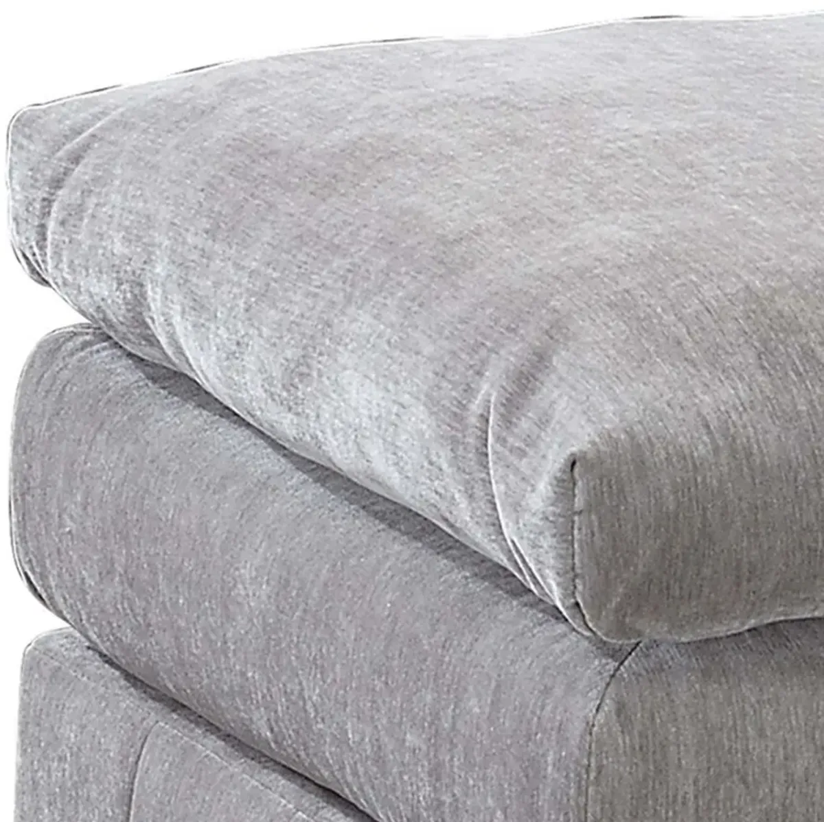 Luna 33 Inch Modular Ottoman, Three Layer Plush Cushioned Seat, Gray-Benzara