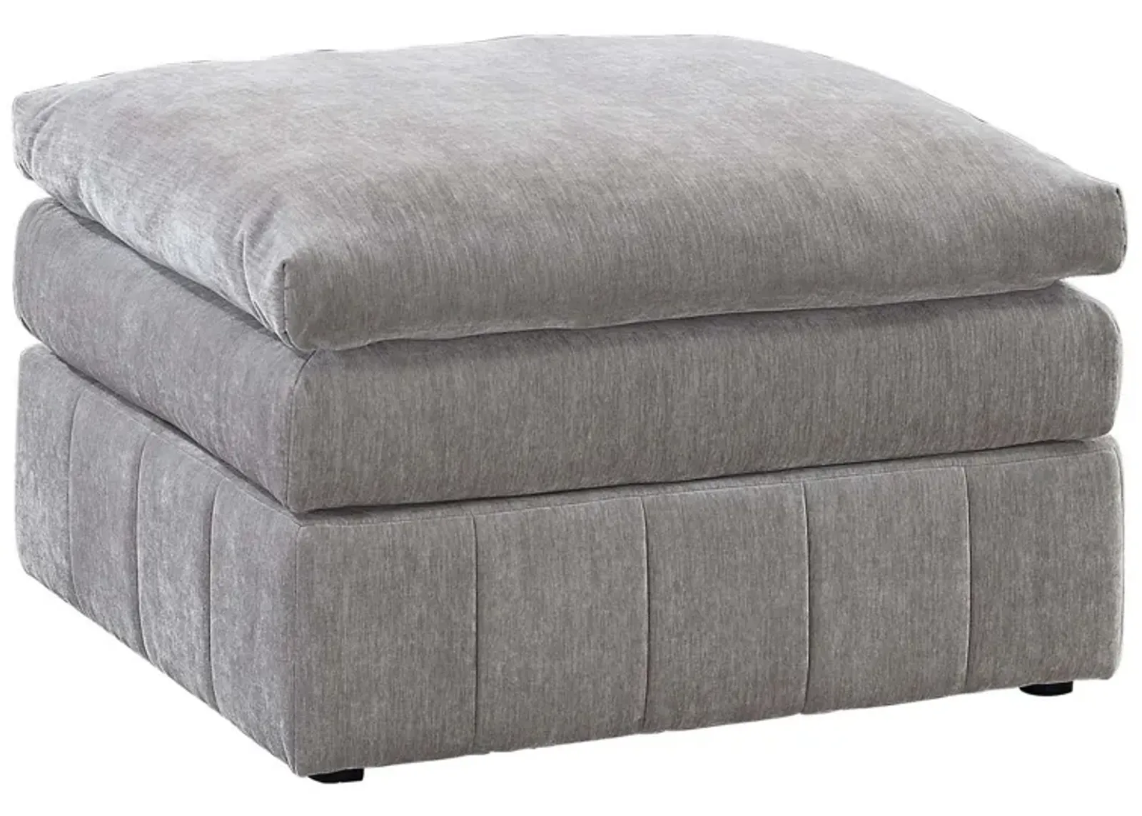 Luna 33 Inch Modular Ottoman, Three Layer Plush Cushioned Seat, Gray-Benzara