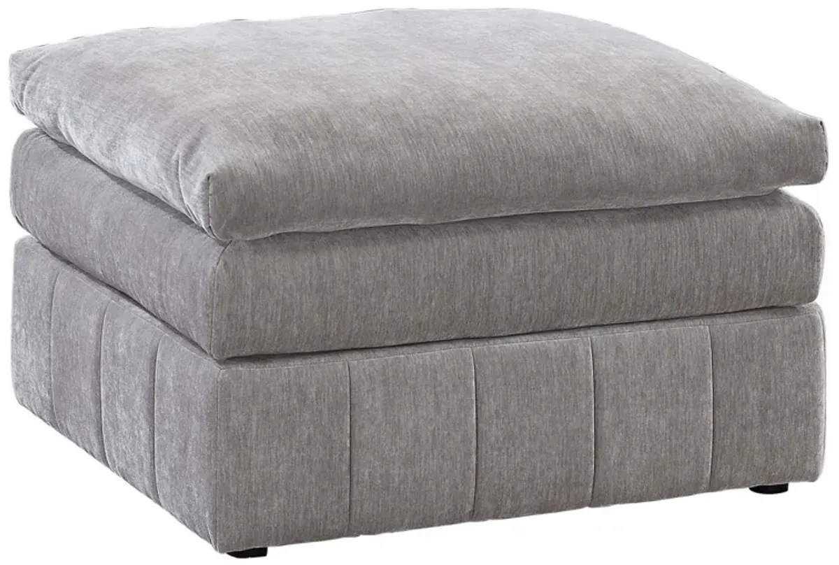 Luna 33 Inch Modular Ottoman, Three Layer Plush Cushioned Seat, Gray-Benzara