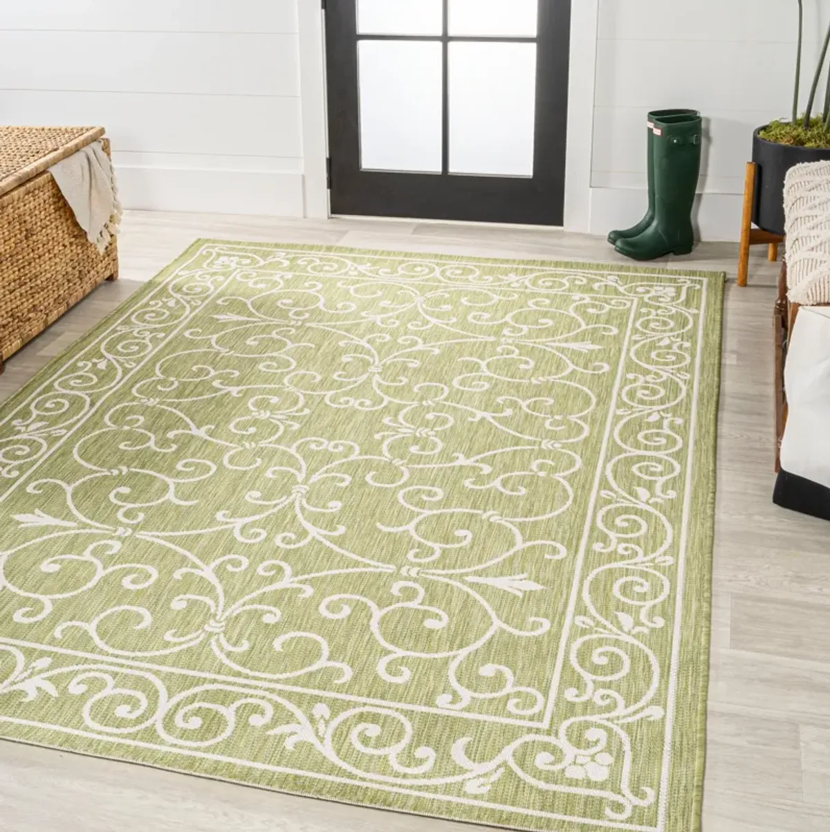 Charleston Vintage Filigree Textured Weave Indoor/Outdoor Area Rug